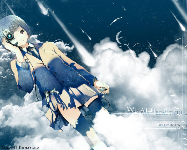 Girl blue dress flying clouds free wallpaper for desktop - medium preview image