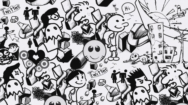 Black white drawing people graffiti free wallpaper for desktop - medium preview image