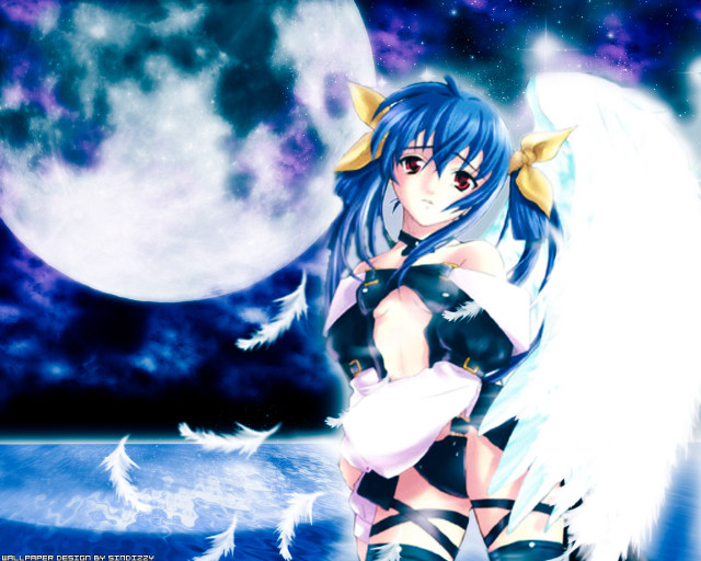Angelic gothic anime girl moon free wallpaper for desktop - medium preview image