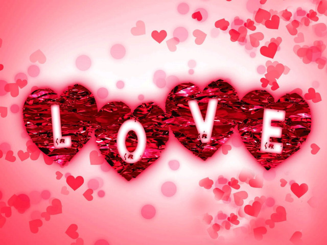 Red heart love pink background free wallpaper for desktop - medium preview image