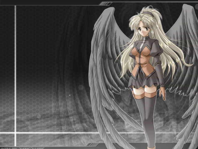 Angel girl wings gothic portrait free wallpaper for desktop - medium preview image