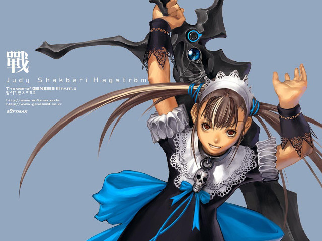 Woman blue dress sword man #2 free wallpaper for desktop - medium preview image