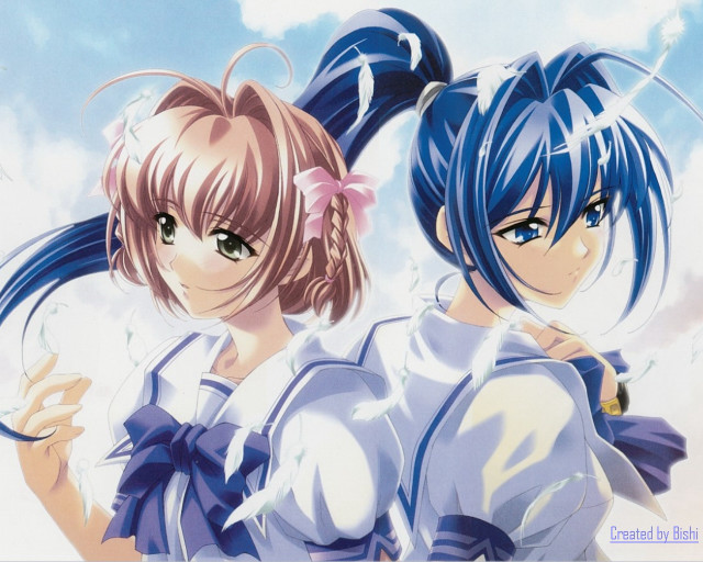 Two anime girls blue hair #3 free wallpaper for desktop - medium preview image