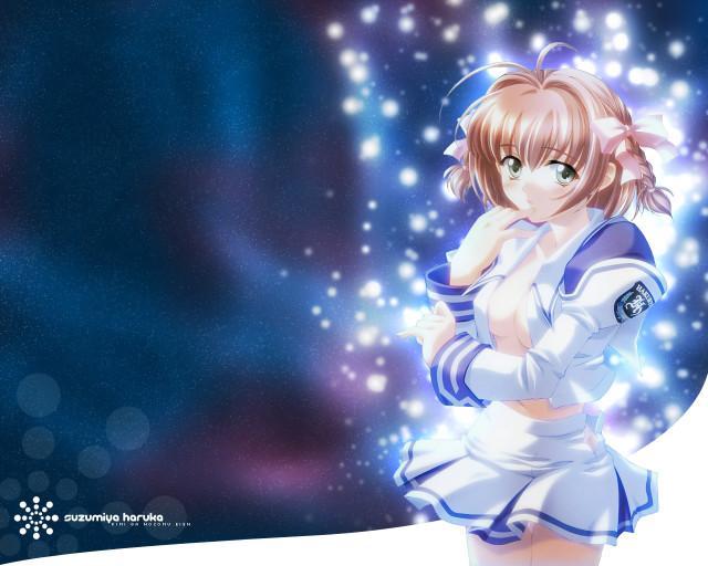 Anime girl white dress blue free wallpaper for desktop - medium preview image