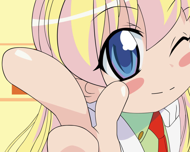 Cartoon girl blue eye blonde free wallpaper for desktop - medium preview image
