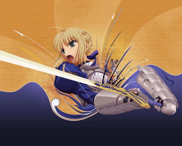 Woman flying sword blue armor free wallpaper for desktop - medium preview image