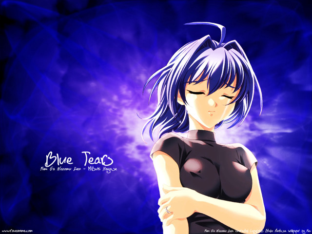 Anime girl blue hair crossed free wallpaper for desktop - medium preview image