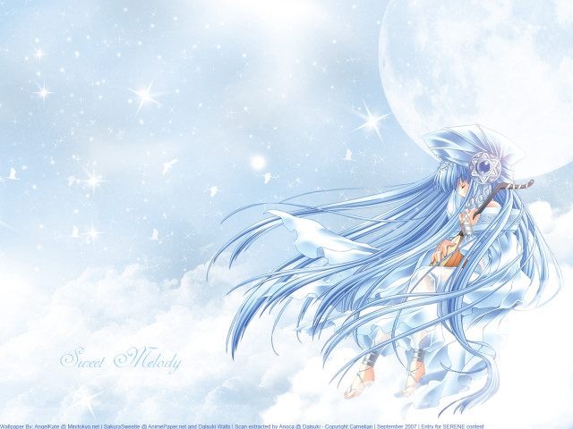 Girl flying sky bird shoulder free wallpaper for desktop - medium preview image