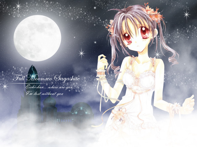 Girl flower cloud moon castle free wallpaper for desktop - medium preview image