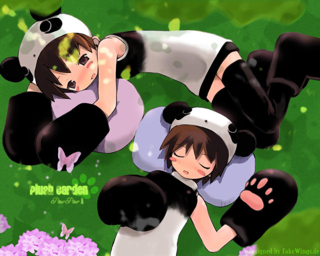 Anime girls pandas nature blush free wallpaper for desktop - medium preview image
