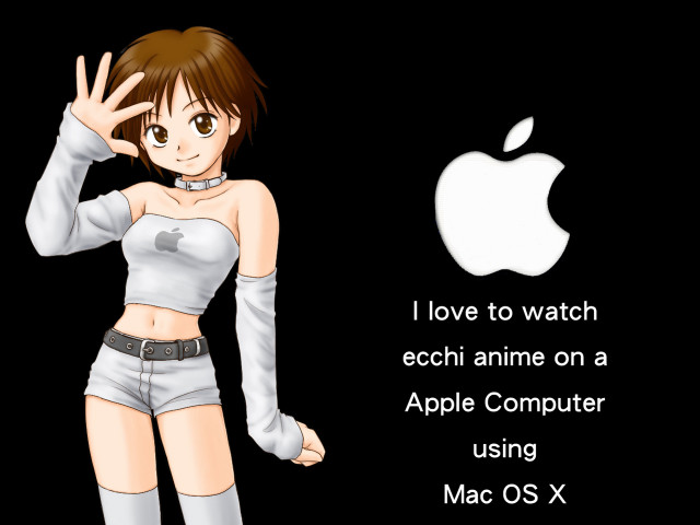 Anime girl white top apple free wallpaper for desktop - medium preview image