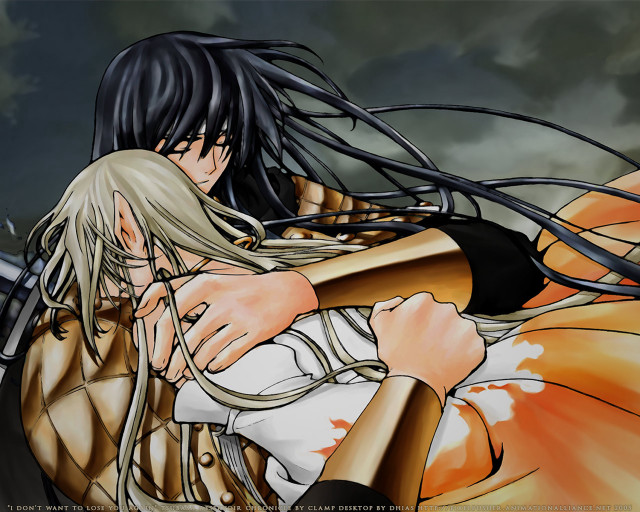 Anime couple hug sword elf free wallpaper for desktop - medium preview image