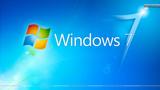 Blue background windows7 logo green #2 free wallpaper for desktop - medium preview image