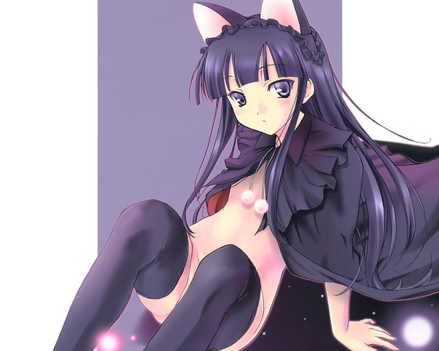 Ayako rokkaku anime girl cat free wallpaper for desktop - medium preview image
