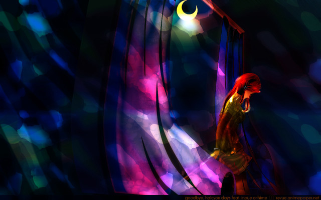 Red hair yellow dress crescent free wallpaper for desktop - medium preview image