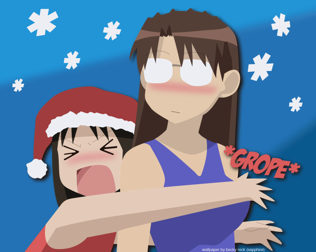 Woman holding man santa hat free wallpaper for desktop - medium preview image