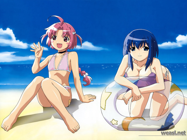 Anime beach girls ball sand free wallpaper for desktop - medium preview image