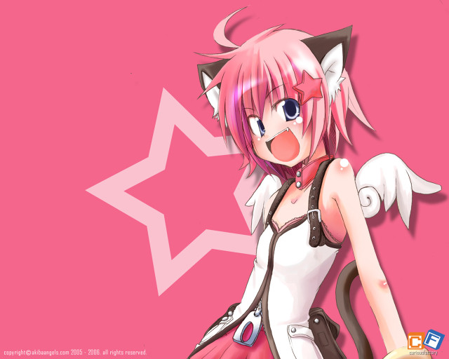 Anime girl pink hair cat #2 free wallpaper for desktop - medium preview image