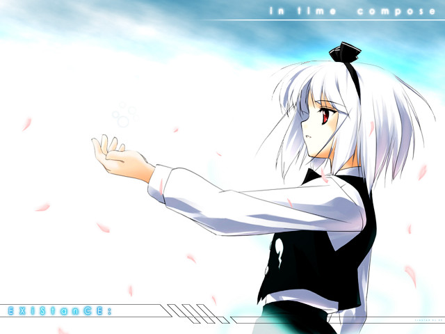 Anime white haired girl gun free wallpaper for desktop - medium preview image
