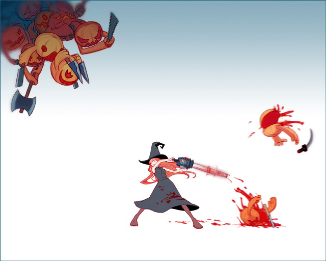 Cartoon demon blood weapon splash free wallpaper for desktop - medium preview image