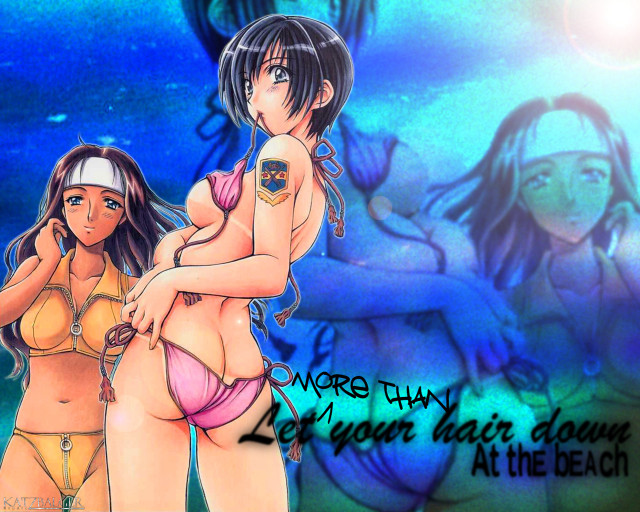 Two women bikinis water anime free wallpaper for desktop - medium preview image