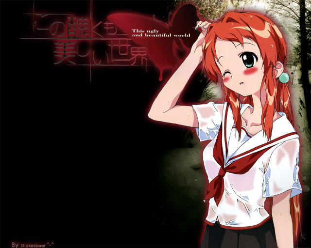 Red haired girl neoromantic poster free wallpaper for desktop - medium preview image