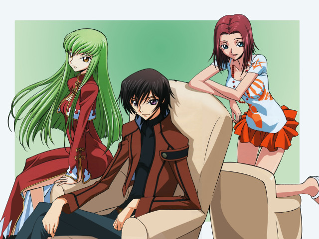 Three girls couch anime neo free wallpaper for desktop - medium preview image