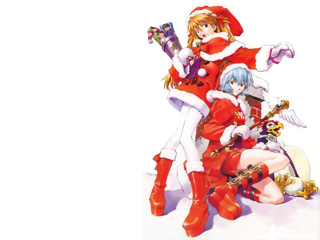 Anime couple christmas reindeer santa free wallpaper for desktop - medium preview image