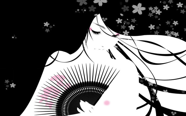 Woman hair blowing flowers stars free wallpaper for desktop - medium preview image