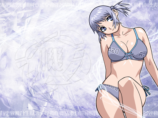 Woman bikini blue background anime free wallpaper for desktop - medium preview image