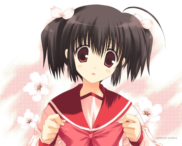 Anime girl pink bow floral free wallpaper for desktop - medium preview image