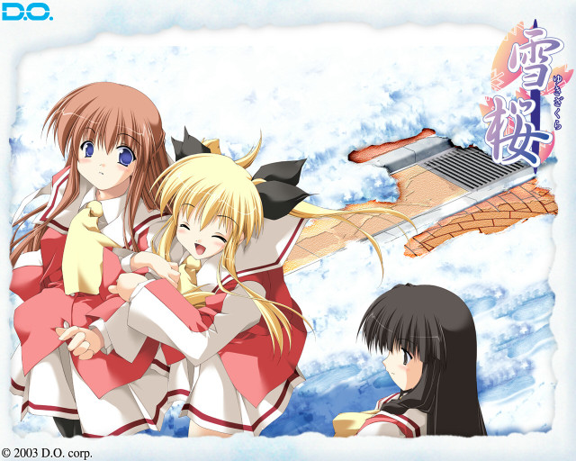 Anime girls snow schooluniform blonde free wallpaper for desktop - medium preview image