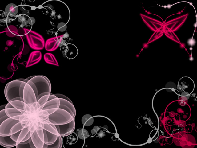 Black background pink white flowers free wallpaper for desktop - medium preview image