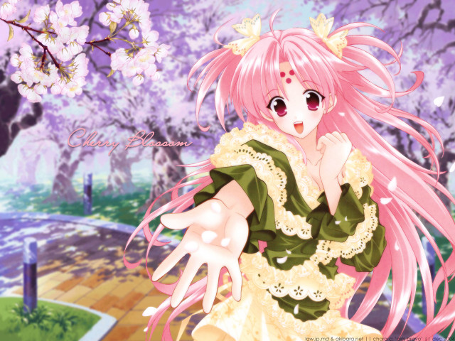 Pink hair girl green dress free wallpaper for desktop - medium preview image