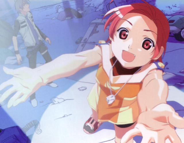 Red haired girl necklace backpack free wallpaper for desktop - medium preview image