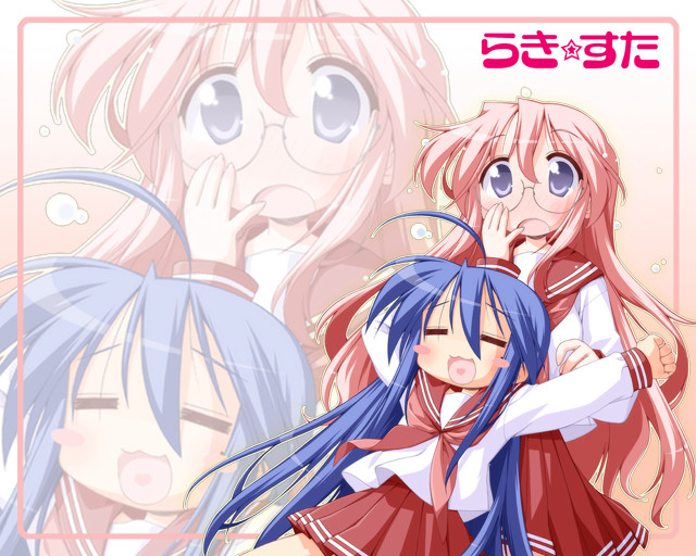 Anime girls hugging blue eyes free wallpaper for desktop - medium preview image