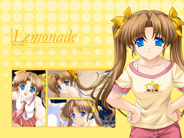 Girl blueeyes longhair yellowpolkadot anime free wallpaper for desktop - medium preview image