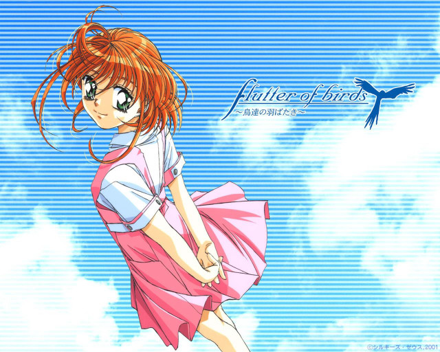 Girl pink dress flying bird free wallpaper for desktop - medium preview image
