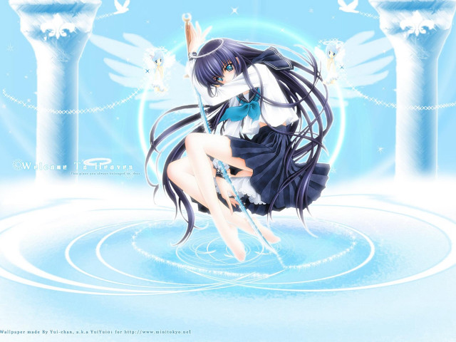 Anime girl water wings blue free wallpaper for desktop - medium preview image