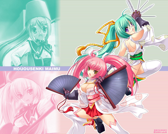 Anime dual fan girls hats free wallpaper for desktop - medium preview image