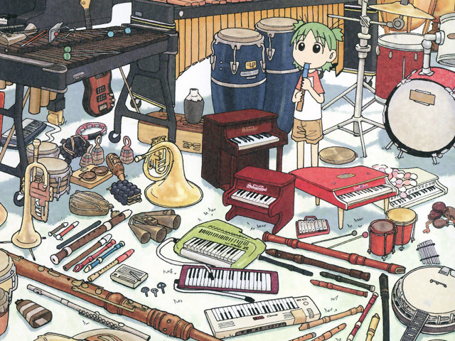 Girl piano music instruments assemblage free wallpaper for desktop - medium preview image