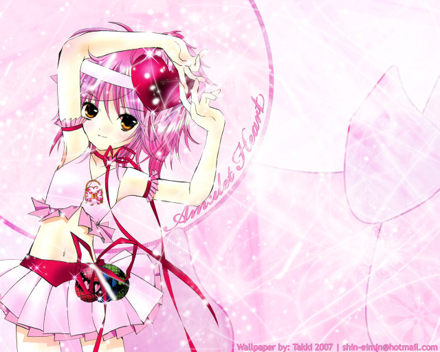 Pink girl holding heart anime free wallpaper for desktop - medium preview image