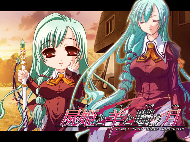 Anime couple sunset portrait green free wallpaper for desktop - medium preview image