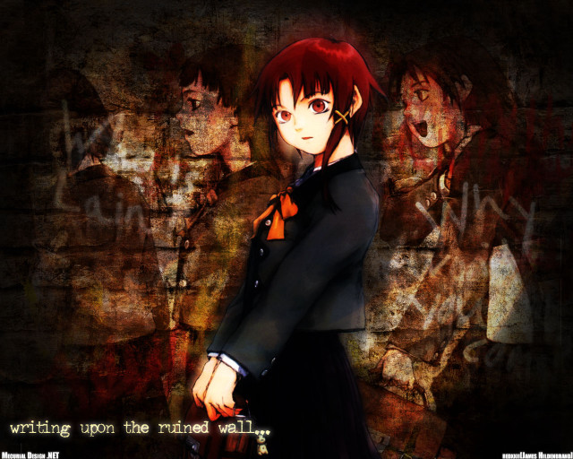 Red haired anime gothic graffiti free wallpaper for desktop - medium preview image