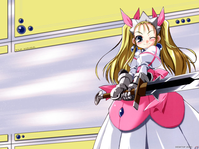 Pink dress girl sword horns free wallpaper for desktop - medium preview image