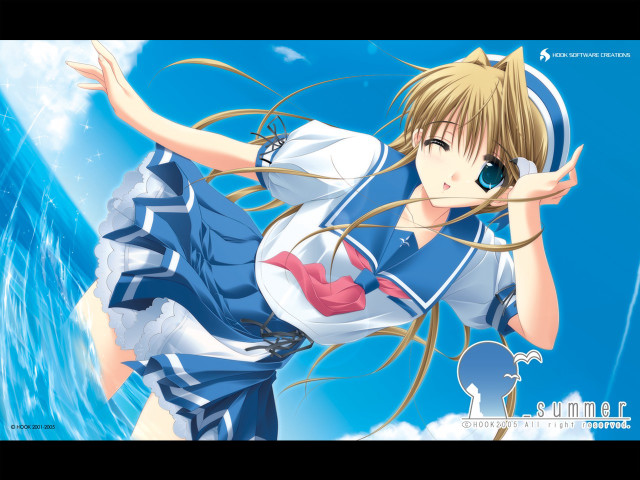 Anime girl flying blue sky #2 free wallpaper for desktop - medium preview image