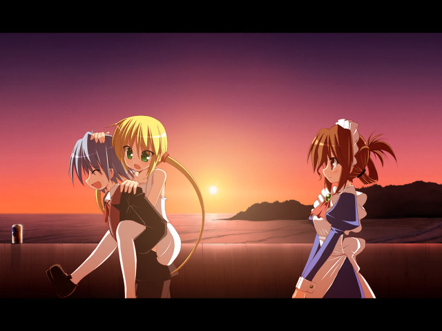 Anime girls sunset beach maid free wallpaper for desktop - medium preview image