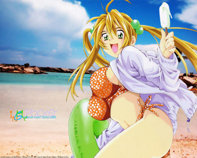 Beach woman anime knife mirror free wallpaper for desktop - medium preview image