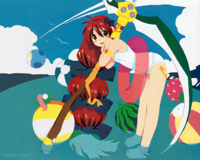 Cartoon girl baseball duck beach free wallpaper for desktop - medium preview image