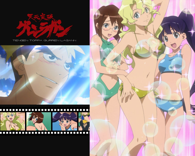 Anime bikini group filmstrip background free wallpaper for desktop - medium preview image